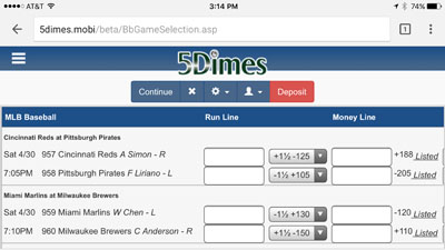 5Dimes Mobile Betting