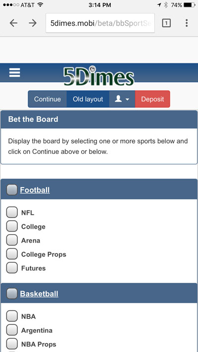5Dimes Mobile Betting