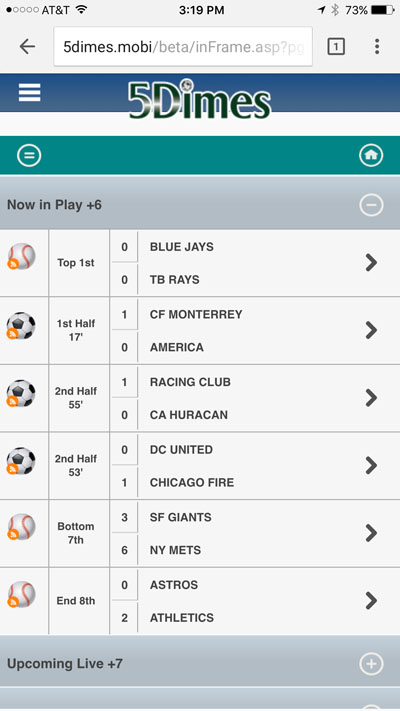 5Dimes Mobile Betting