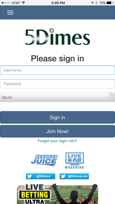 5Dimes Mobile Betting