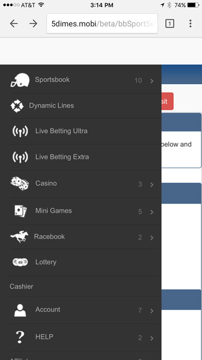 5Dimes Mobile Betting